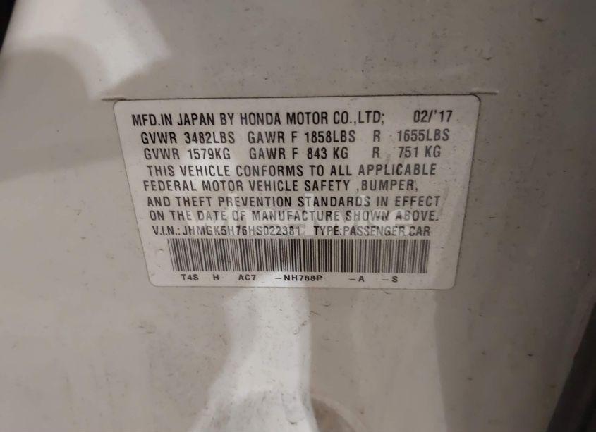 Photo 9 of 2017 Honda Fit EX (VIN JHMGK5H76HS022381)