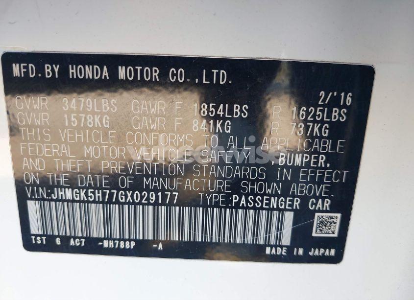 Photo 9 of 2016 Honda Fit EX (VIN JHMGK5H77GX029177)