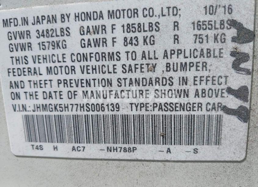 Photo 9 of 2017 Honda Fit EX (VIN JHMGK5H77HS006139)