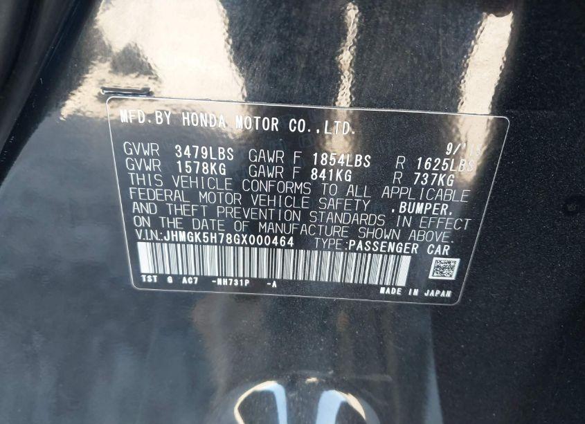 Photo 9 of 2016 Honda Fit EX (VIN JHMGK5H78GX000464)