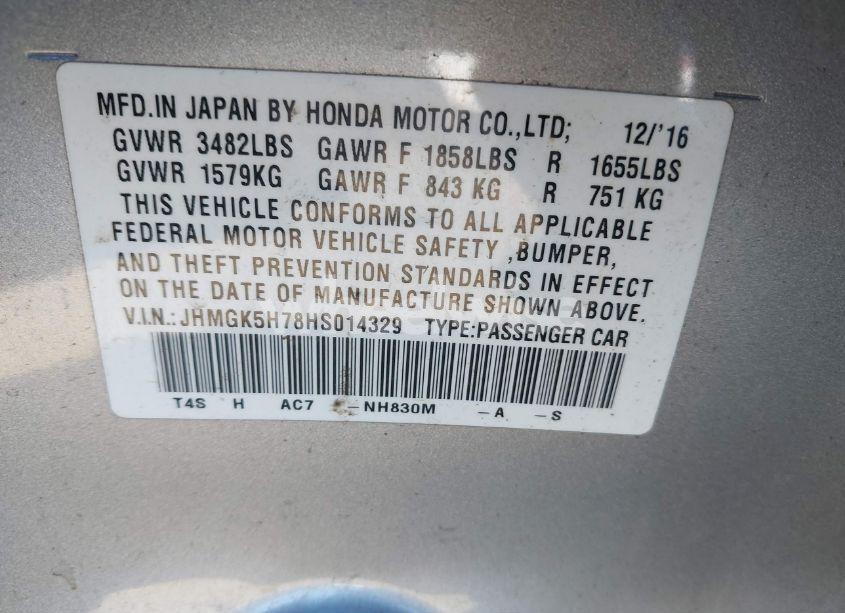 Photo 9 of 2017 Honda Fit EX (VIN JHMGK5H78HS014329)