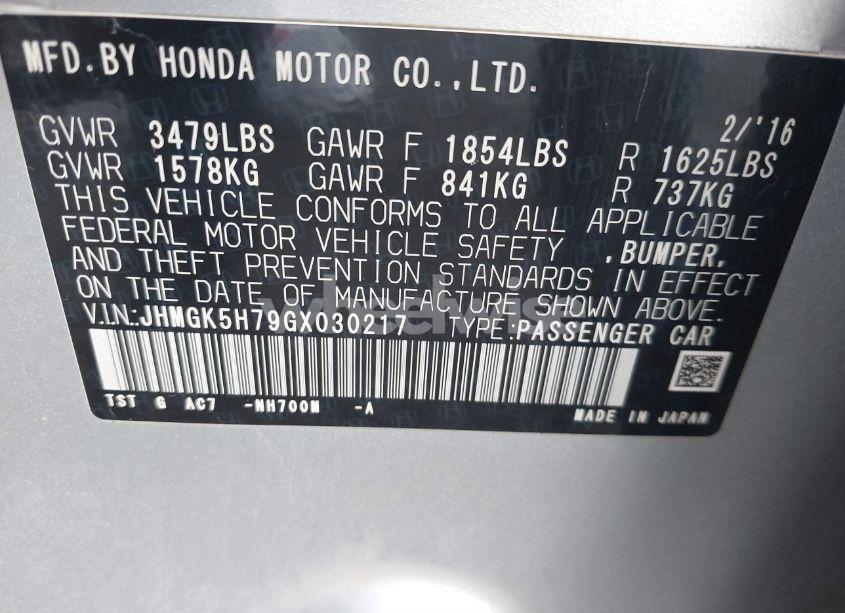 Photo 9 of 2016 Honda Fit EX (VIN JHMGK5H79GX030217)