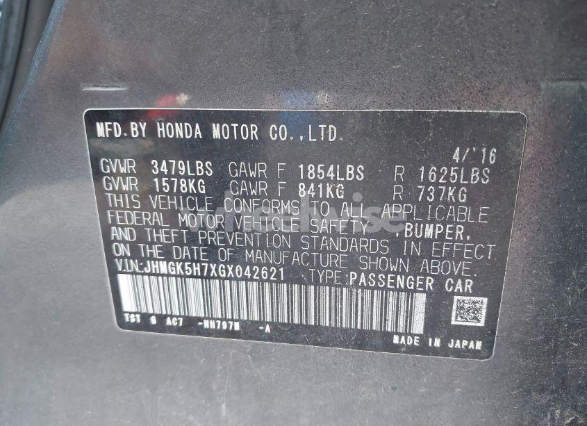 Photo 9 of 2016 Honda Fit EX (VIN JHMGK5H7XGX042621)