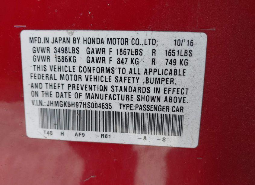 Photo 9 of 2017 Honda Fit EX-L (VIN JHMGK5H97HS004635)