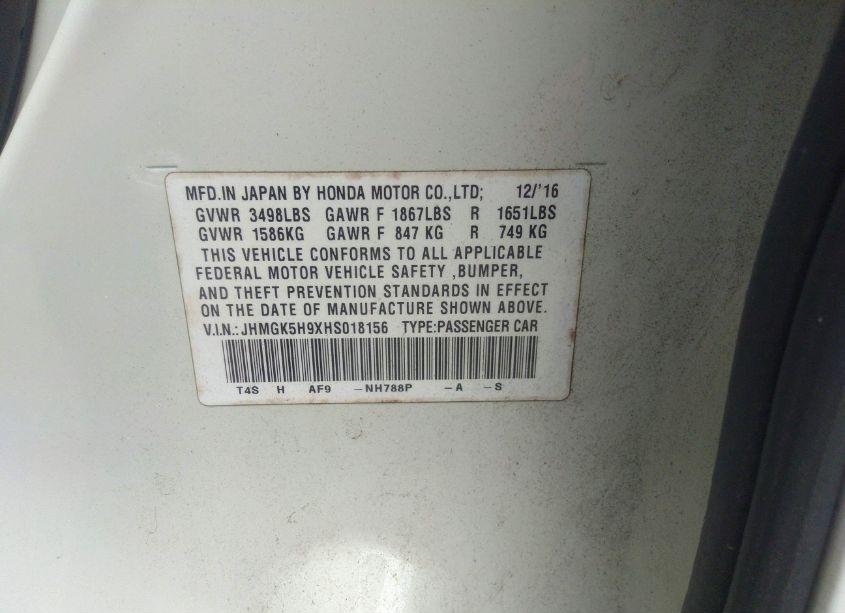 Photo 9 of 2017 Honda Fit EX-L (VIN JHMGK5H9XHS018156)