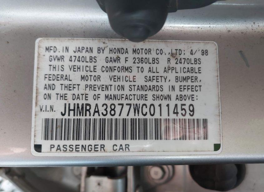 Photo 9 of 1998 Honda Odyssey EX (VIN JHMRA3877WC011459)