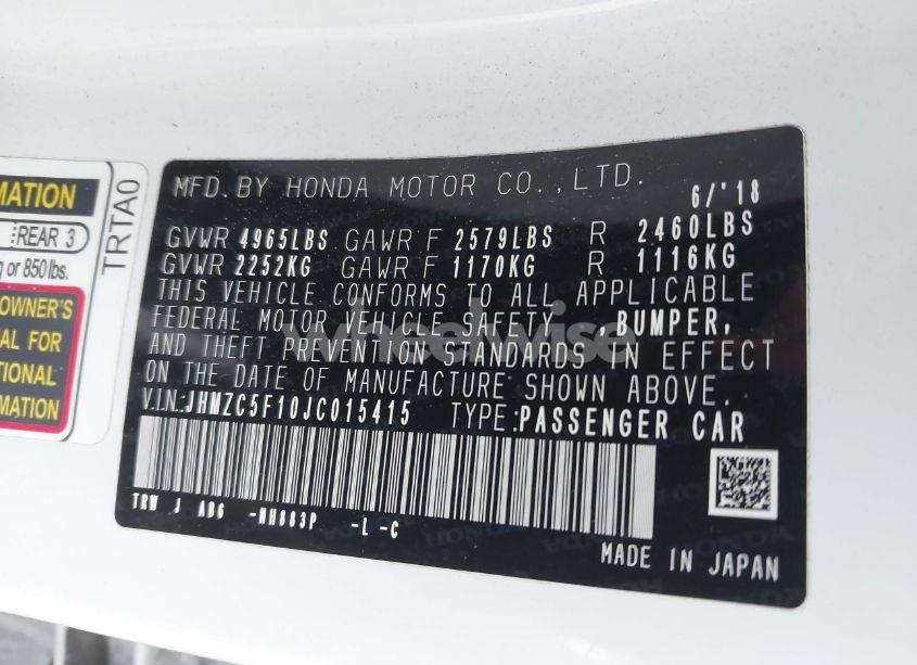 Photo 9 of 2018 Honda Clarity PLUG-IN HYBRID (VIN JHMZC5F10JC015415)