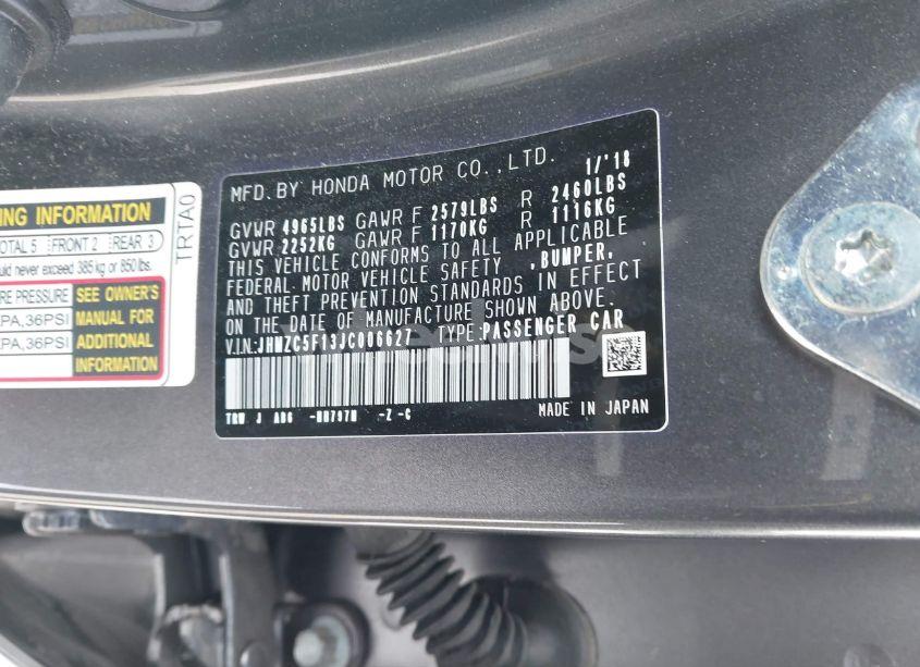 Photo 9 of 2018 Honda Clarity PLUG-IN HYBRID (VIN JHMZC5F13JC006627)