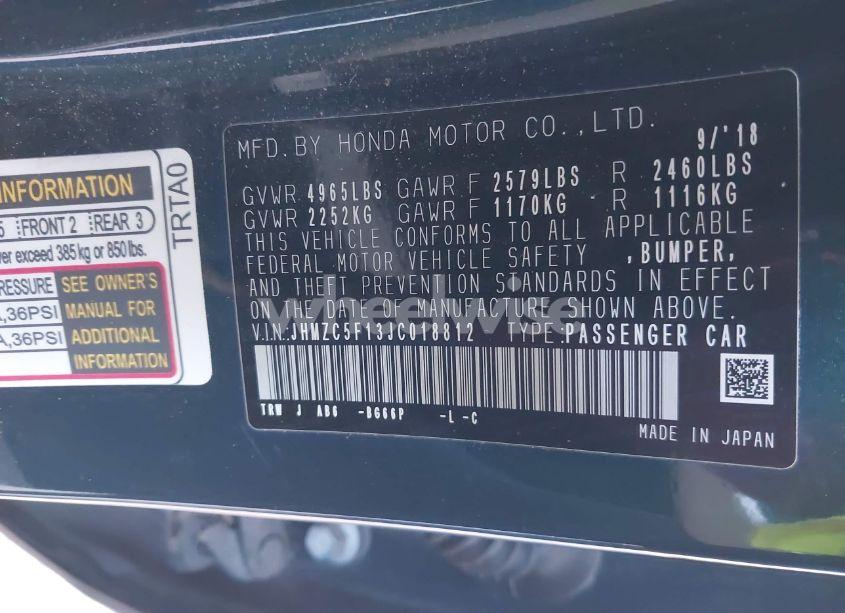 Photo 9 of 2018 Honda Clarity PLUG-IN HYBRID (VIN JHMZC5F13JC018812)