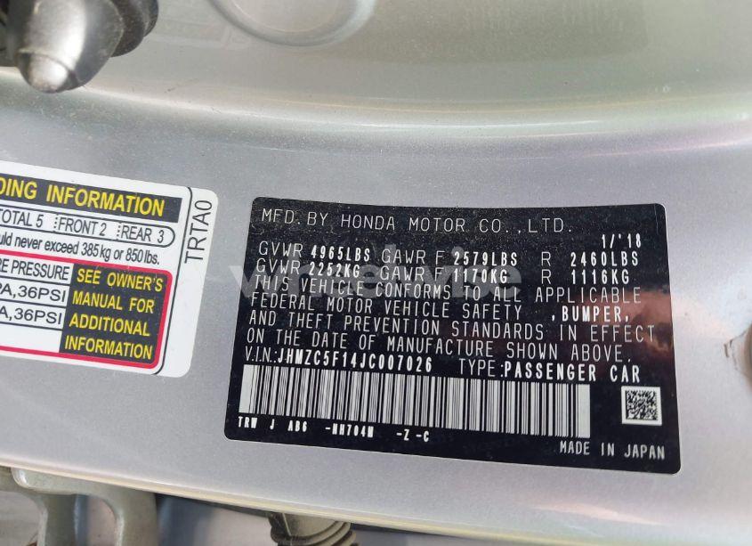 Photo 9 of 2018 Honda Clarity PLUG-IN HYBRID (VIN JHMZC5F14JC007026)