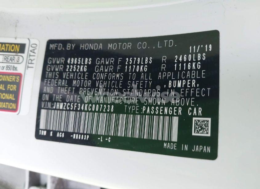 Photo 9 of 2019 Honda Clarity PLUG-IN HYBRID TOURING (VIN JHMZC5F34KC007238)