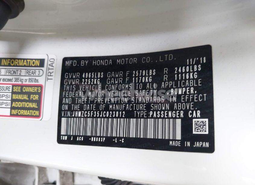 Photo 9 of 2018 Honda Clarity PLUG-IN HYBRID TOURING (VIN JHMZC5F35JC023012)