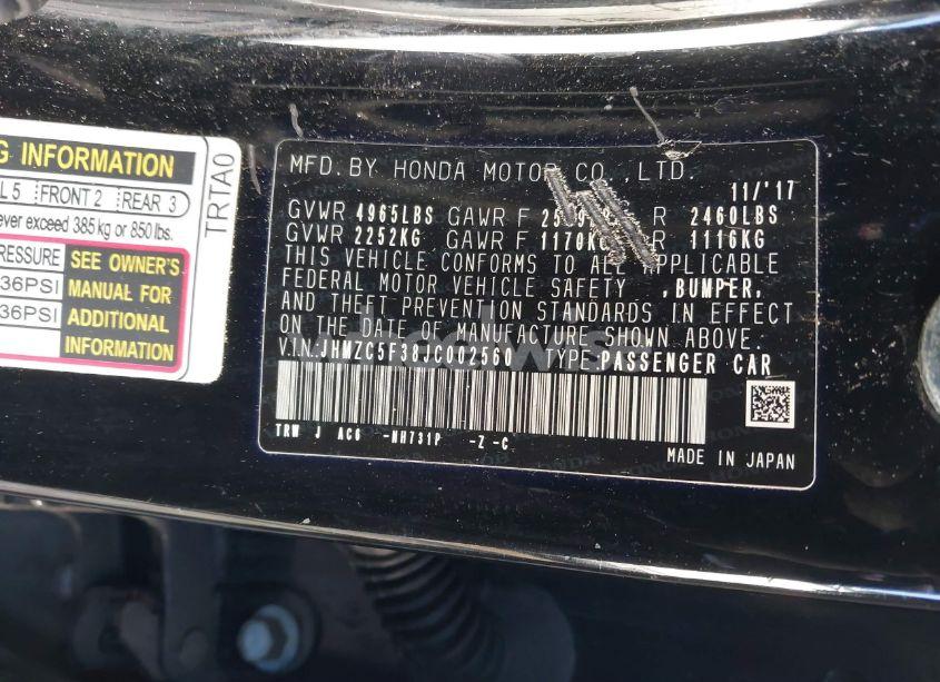 Photo 9 of 2018 Honda Clarity PLUG-IN HYBRID TOURING (VIN JHMZC5F38JC002560)