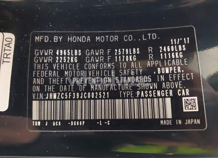 Photo 9 of 2018 Honda Clarity PLUG-IN HYBRID TOURING (VIN JHMZC5F39JC002521)