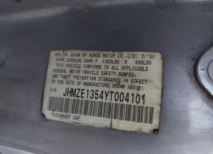 Photo 9 of 2000 Honda Insight (VIN JHMZE1354YT004101)