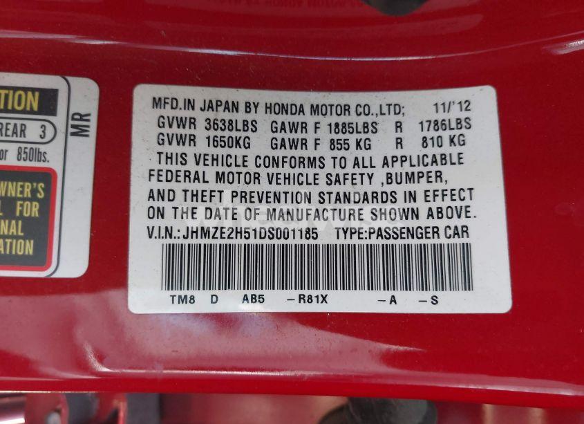 Photo 9 of 2013 Honda Insight LX (VIN JHMZE2H51DS001185)