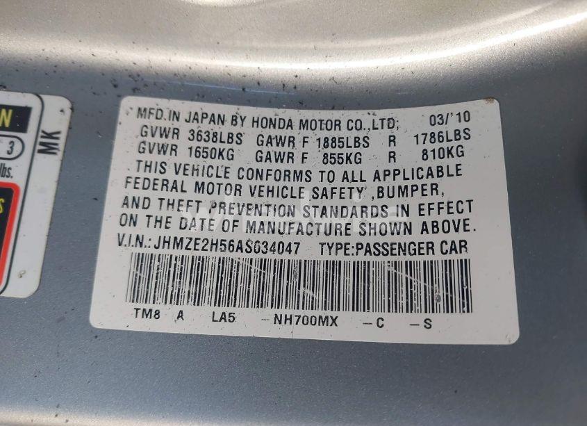 Photo 9 of 2010 Honda Insight LX (VIN JHMZE2H56AS034047)