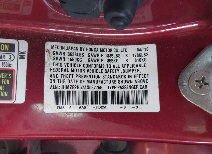 Photo 9 of 2010 Honda Insight LX (VIN JHMZE2H57AS037765)