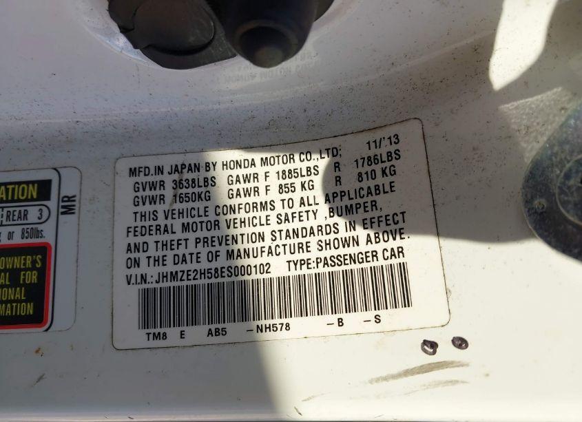 Photo 9 of 2014 Honda Insight LX (VIN JHMZE2H58ES000102)