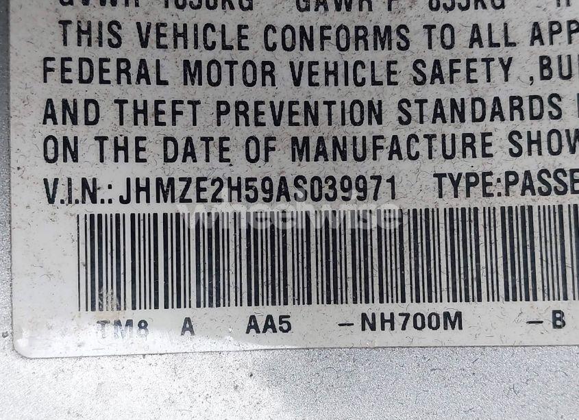 Photo 9 of 2010 Honda Insight LX (VIN JHMZE2H59AS039971)