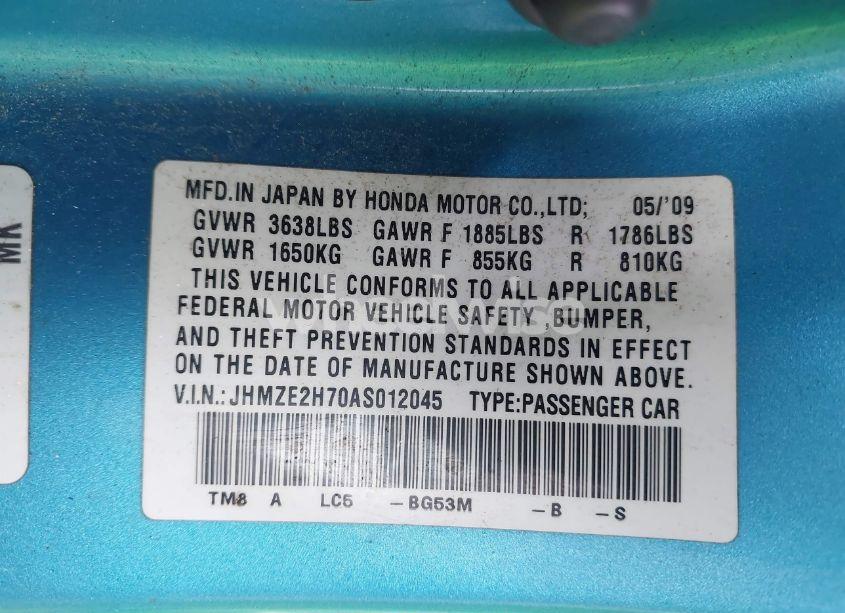 Photo 9 of 2010 Honda Insight EX (VIN JHMZE2H70AS012045)