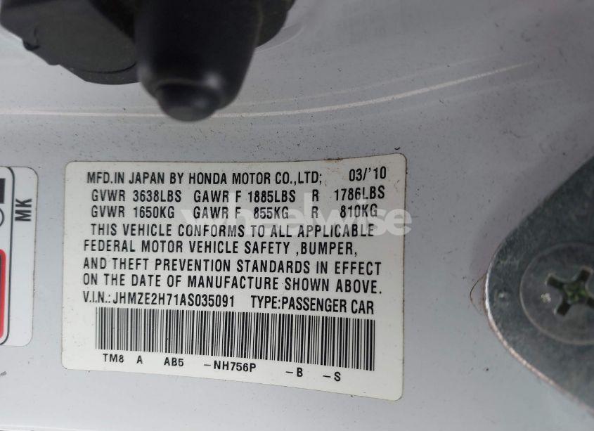 Photo 9 of 2010 Honda Insight EX (VIN JHMZE2H71AS035091)