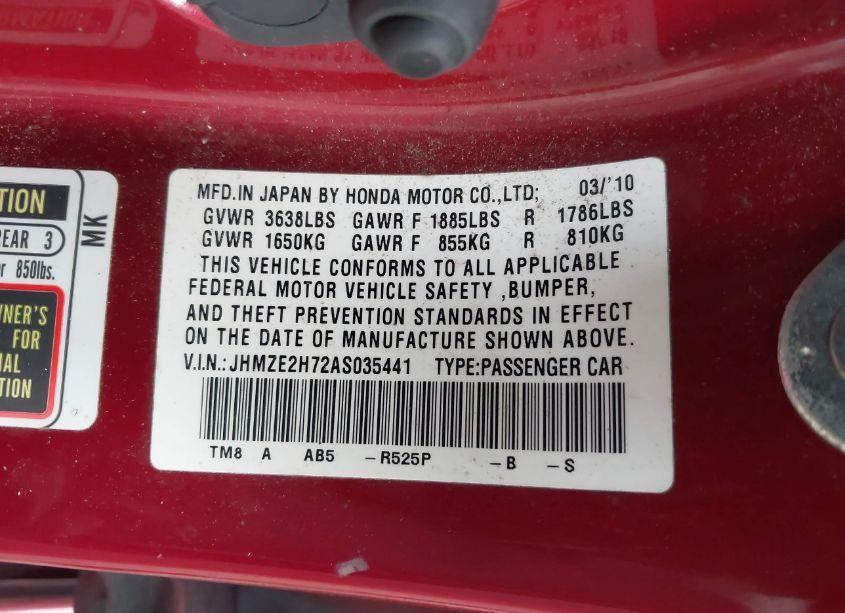 Photo 9 of 2010 Honda Insight EX (VIN JHMZE2H72AS035441)