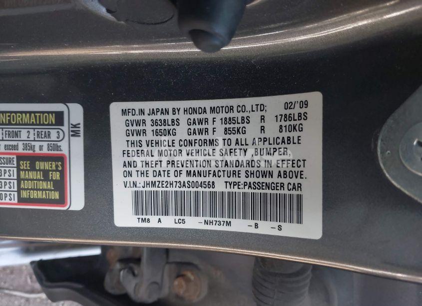 Photo 9 of 2010 Honda Insight EX (VIN JHMZE2H73AS004568)