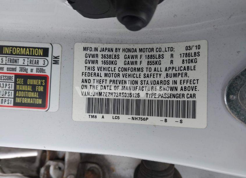 Photo 9 of 2010 Honda Insight EX (VIN JHMZE2H73AS035125)