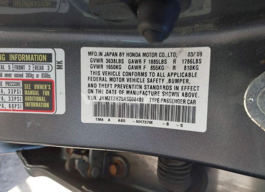 Photo 9 of 2010 Honda Insight EX (VIN JHMZE2H75AS008489)