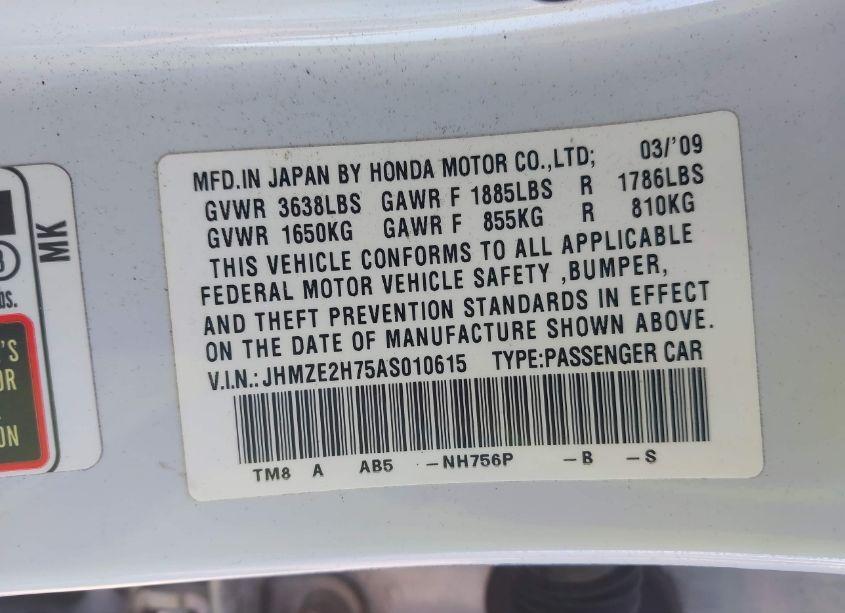 Photo 9 of 2010 Honda Insight EX (VIN JHMZE2H75AS010615)