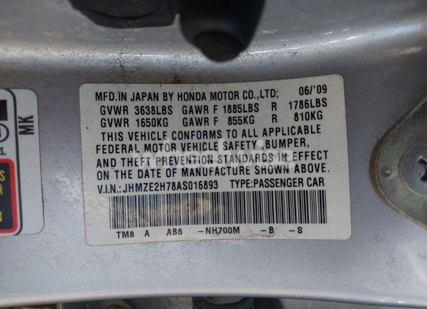 Photo 9 of 2010 Honda Insight EX (VIN JHMZE2H78AS016893)