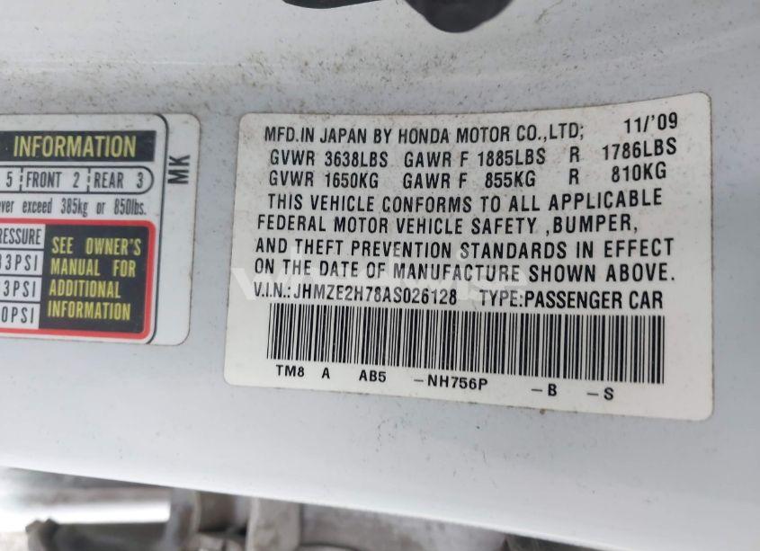 Photo 9 of 2010 Honda Insight EX (VIN JHMZE2H78AS026128)