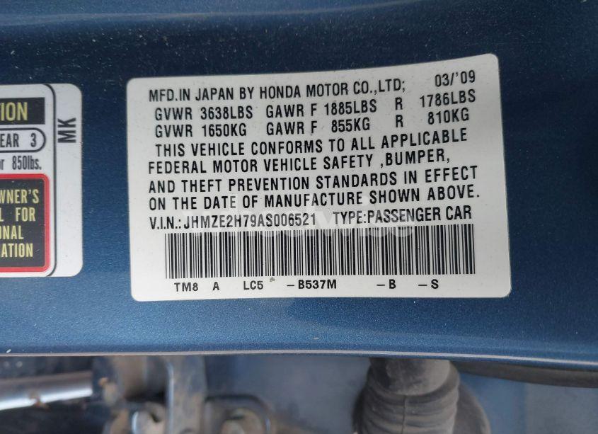 Photo 9 of 2010 Honda Insight EX (VIN JHMZE2H79AS006521)