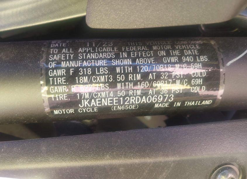 Photo 10 of 2024 Kawasaki En650 E (VIN JKAENEE12RDA06973)