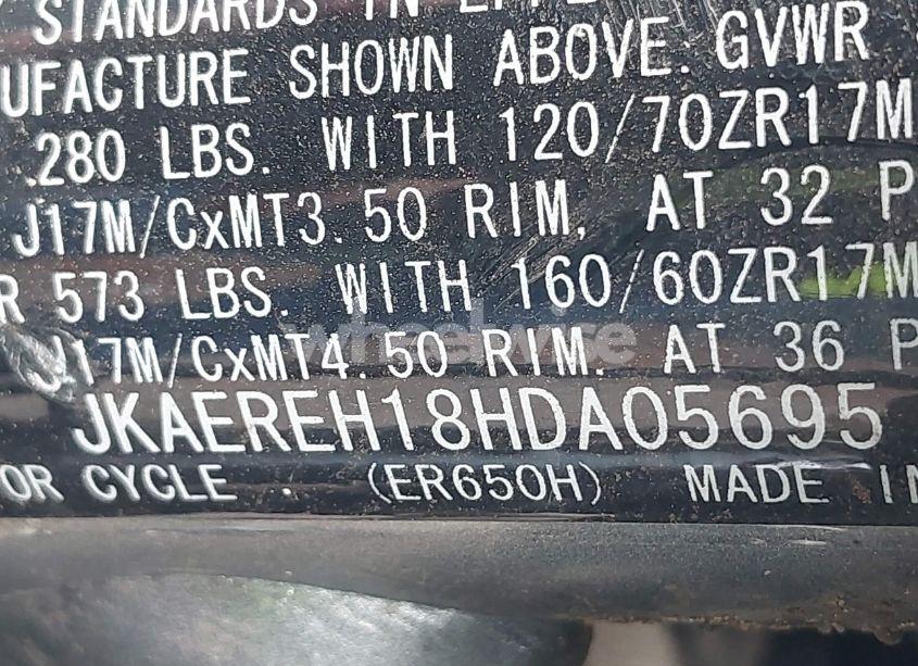 Photo 10 of 2017 Kawasaki Er650 H (VIN JKAEREH18HDA05695)