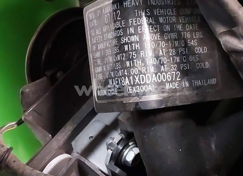 Photo 10 of 2013 Kawasaki Ex300 A (VIN JKAEX8A1XDDA00672)
