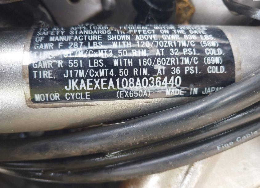 Photo 10 of 2008 Kawasaki Ex650 A (VIN JKAEXEA108A036440)