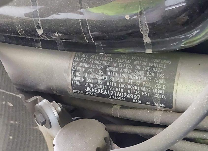 Photo 10 of 2007 Kawasaki Ex650 A (VIN JKAEXEA127A024997)