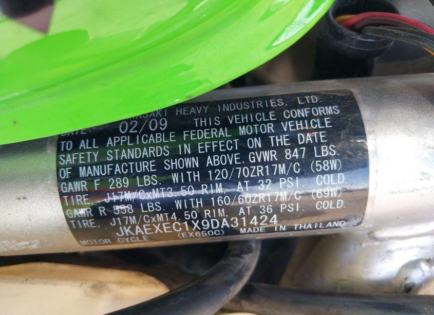 Photo 10 of 2009 Kawasaki Ex650 C (VIN JKAEXEC1X9DA31424)