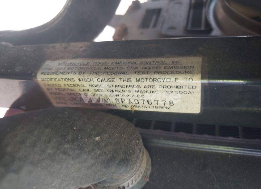 Photo 10 of 1993 Kawasaki Ex500 (VIN JKAEXVA18PA076778)