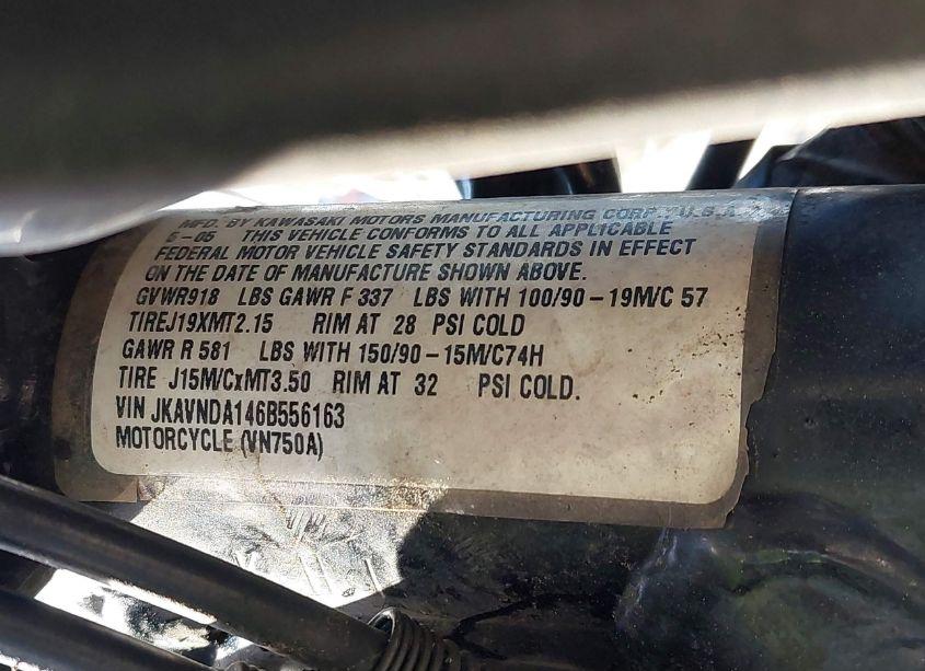 Photo 10 of 2006 Kawasaki Vn750 (VIN JKAVNDA146B556163)