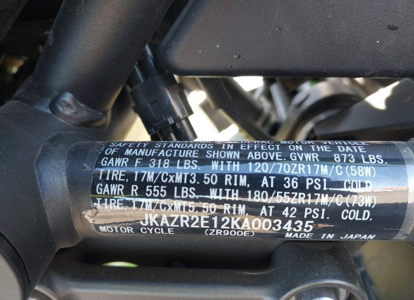 Photo 10 of 2019 Kawasaki Zr900 (VIN JKAZR2E12KA003435)