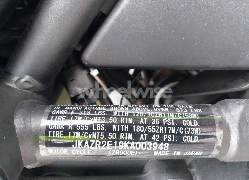 Photo 10 of 2019 Kawasaki Zr900 (VIN JKAZR2E19KA003948)