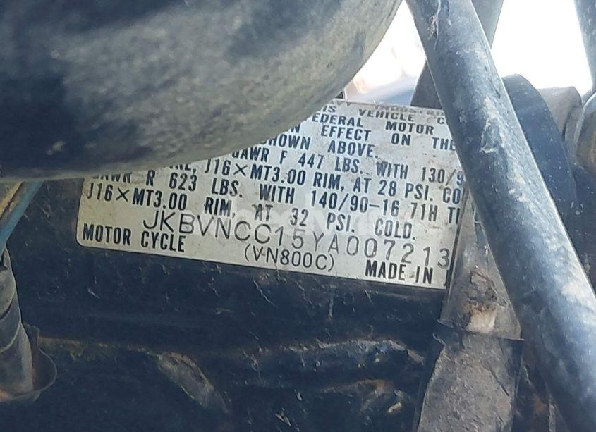 Photo 10 of 2000 Kawasaki Vn800 C (VIN JKBVNCC15YA007213)