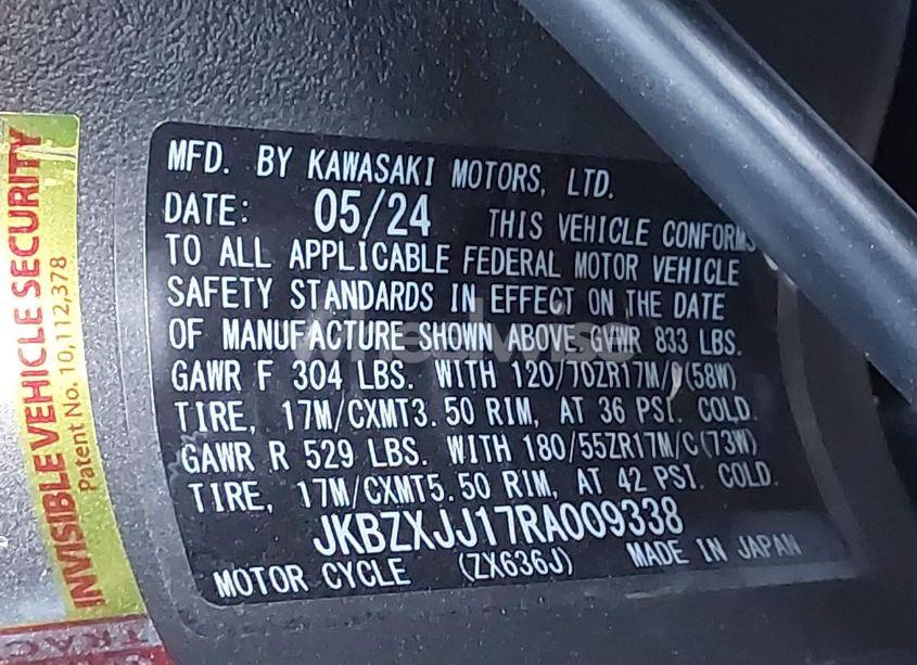 Photo 10 of 2024 Kawasaki Zx636 K (VIN JKBZXJJ17RA009338)