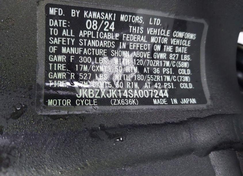 Photo 10 of 2025 Kawasaki Zx636 K (VIN JKBZXJK14SA007244)