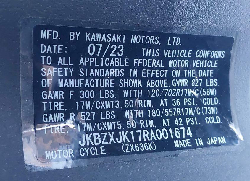 Photo 10 of 2024 Kawasaki Zx636 K (VIN JKBZXJK17RA001674)