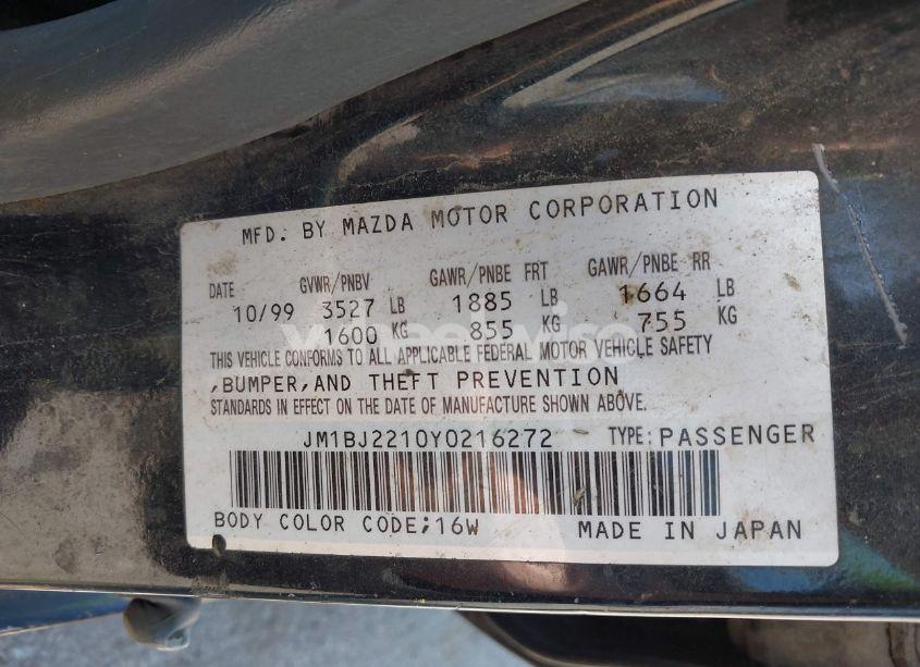 Photo 9 of 2000 Mazda Protege ES (VIN JM1BJ2210Y0216272)