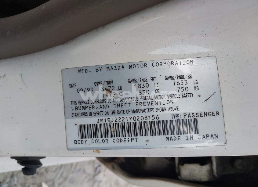 Photo 9 of 2000 Mazda Protege DX/LX (VIN JM1BJ2221Y0208156)